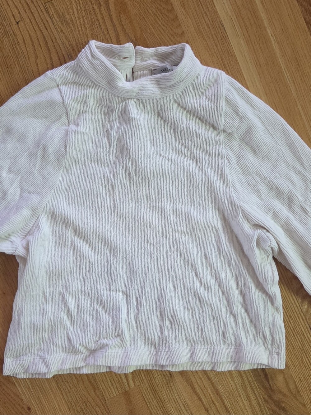 Madewell Texture & Thread Cream Ribbed Henley Mock Neck Top XS - Picture 6 of 6